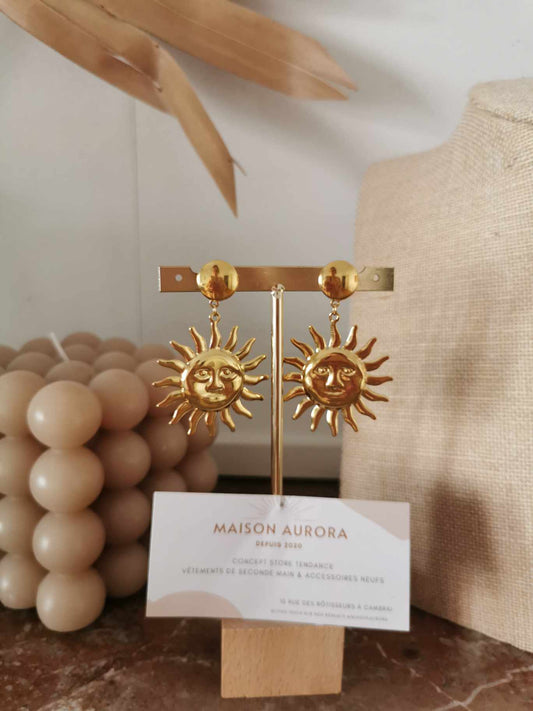 Boucles d'oreilles en acier Sun