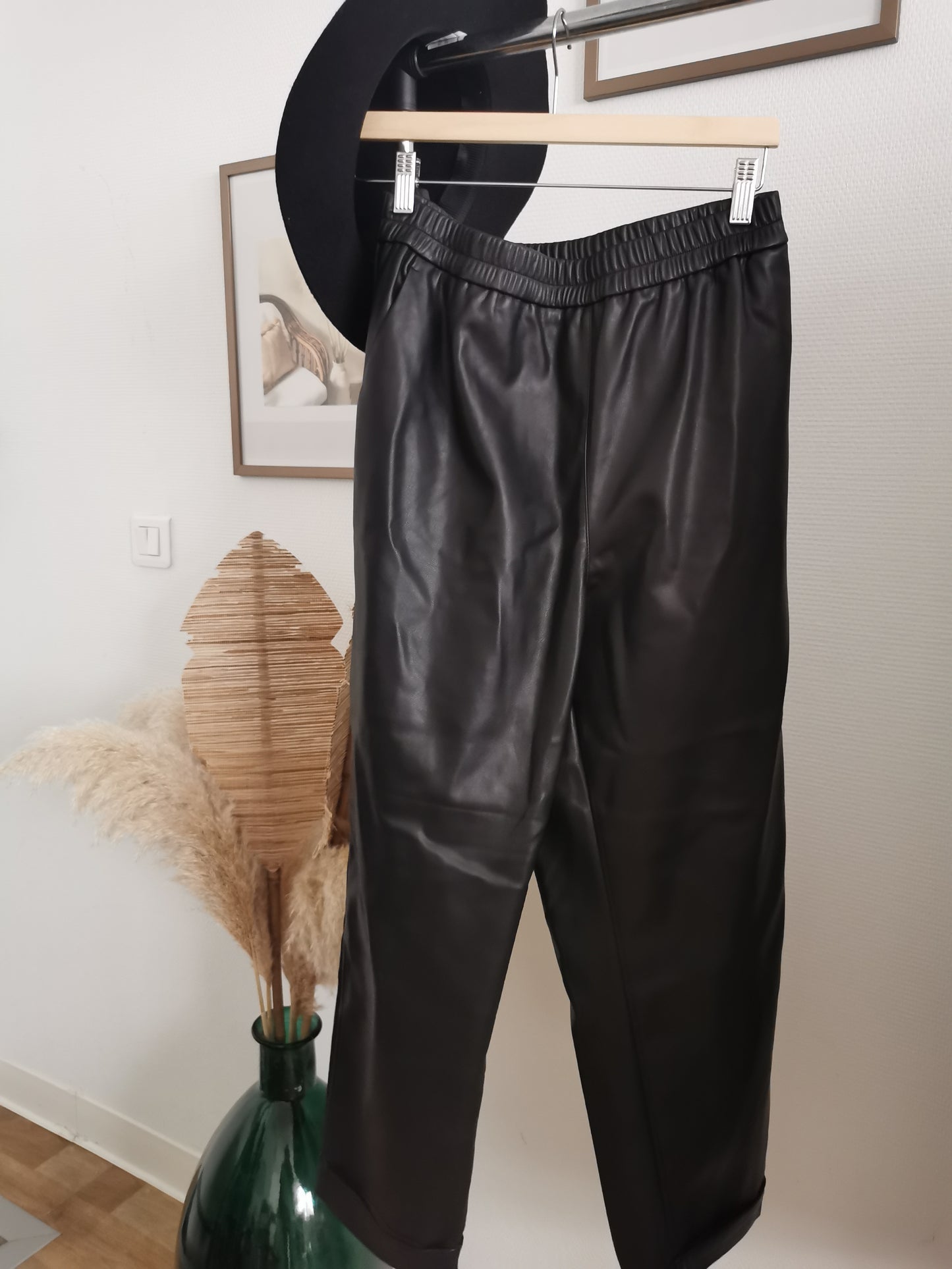 Pantalon noir simili cuir Promod